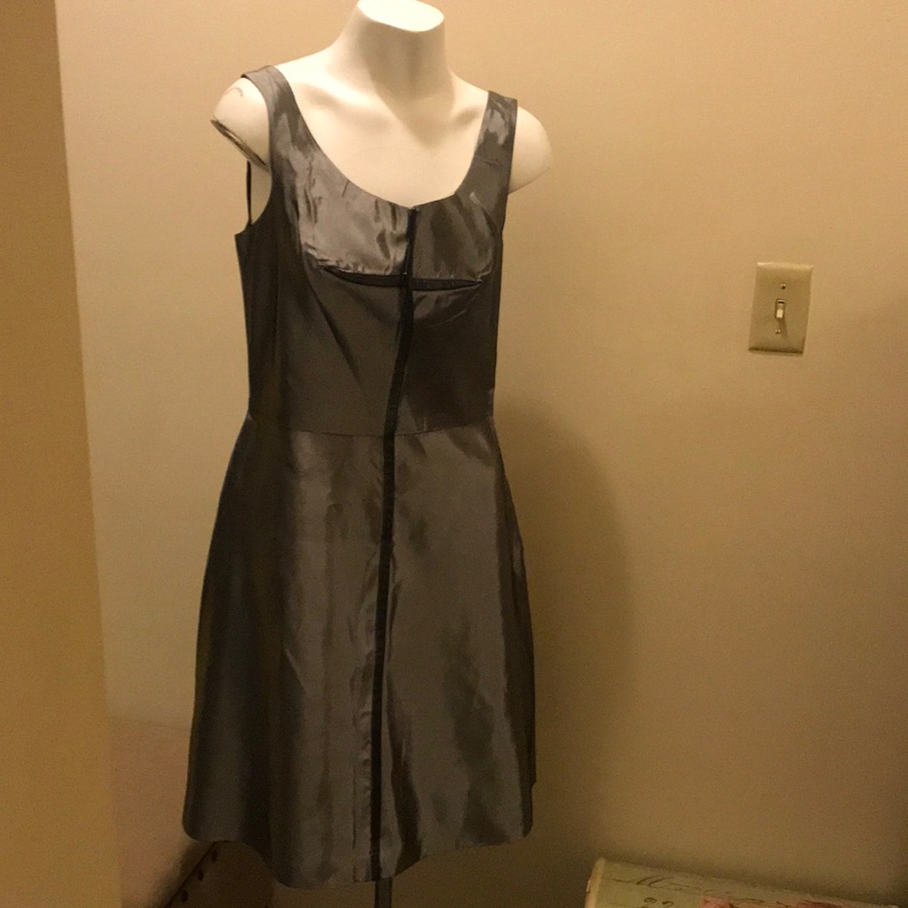 Gun metal leather detail , dress